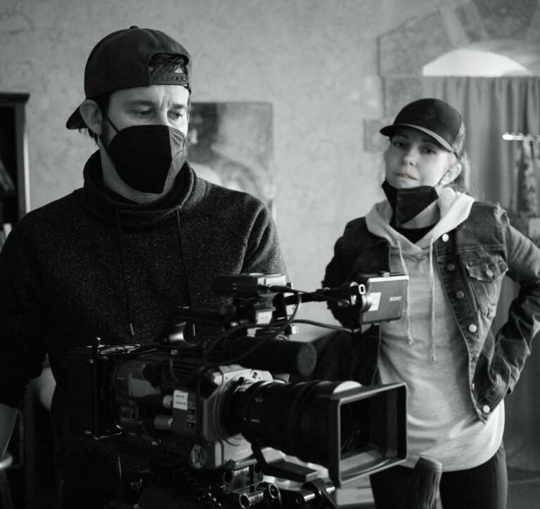Amanda Cryer on set.